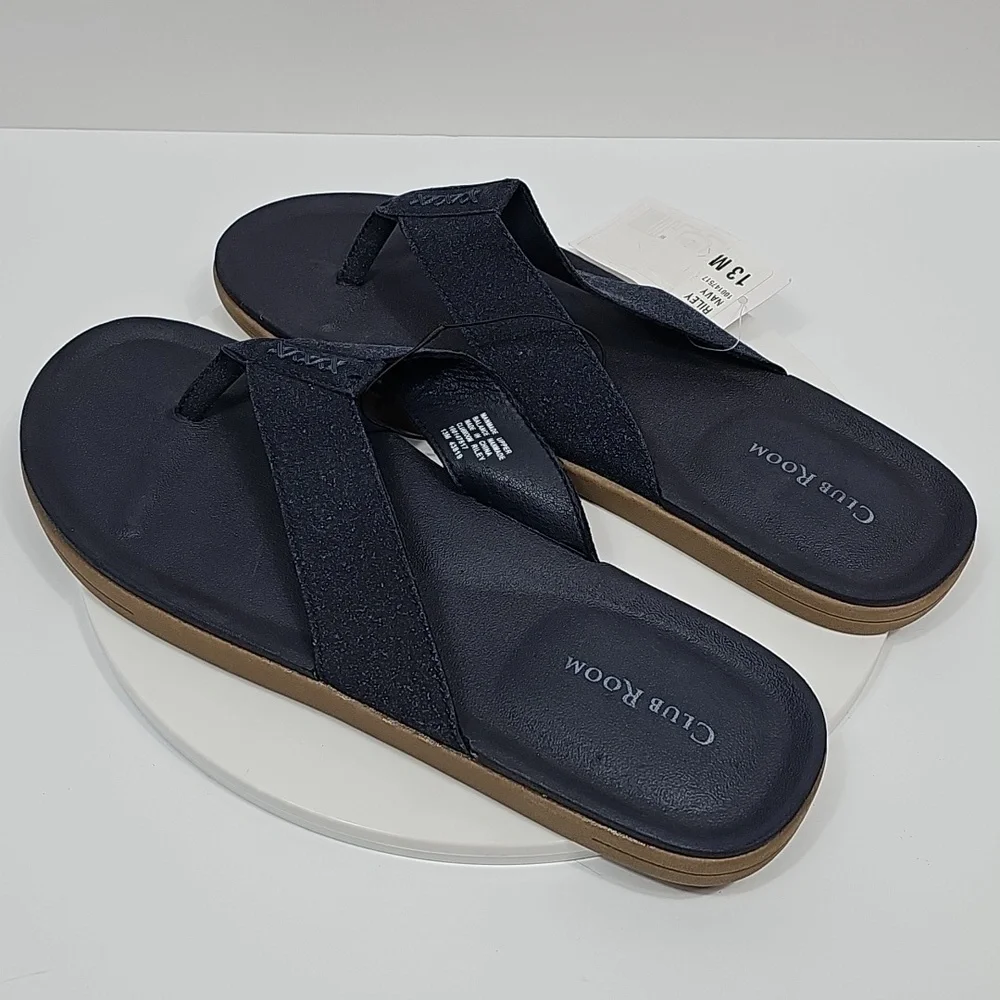 Club Room Riley Flip Flop Sandals Navy Comfort Thong Slides 13M NWT Beach Resort